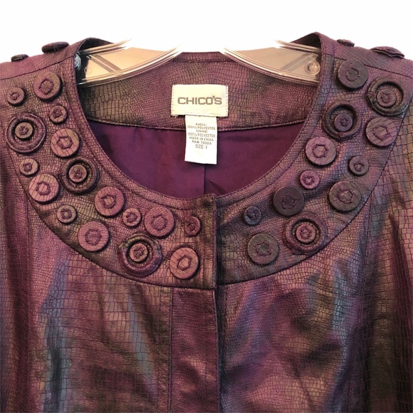 Chico’s Plum Purple Snakeskin Jacket 8 - Picture 4 of 8